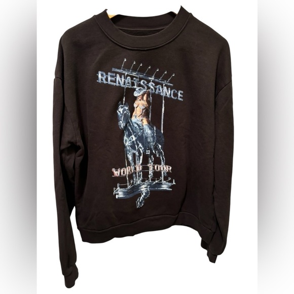 Beyoncé Renaissance World Tour 2023 Sweatshirt Sz L Black Heavy Duty Cotton - Picture 1 of 5